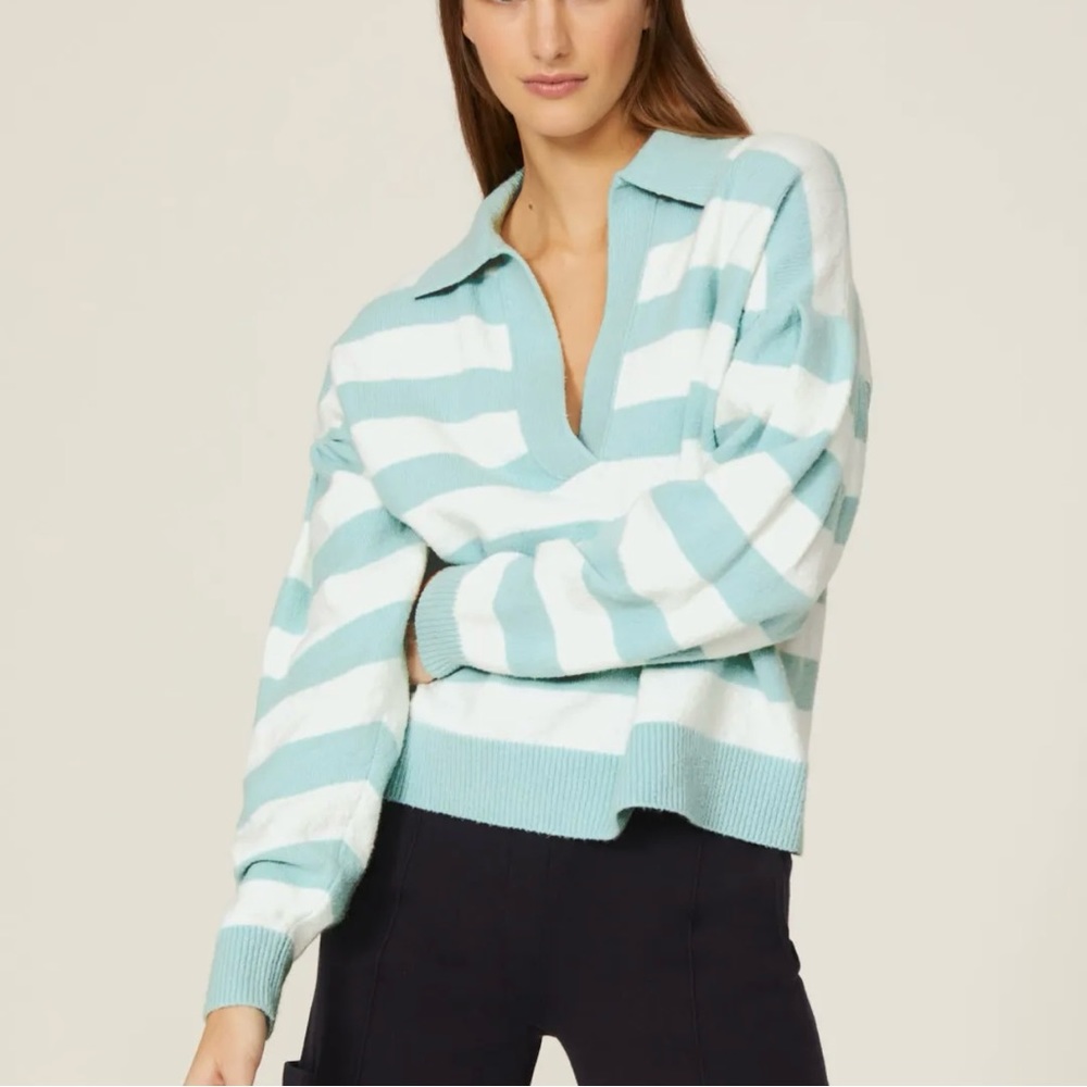 NWT Tanya Taylor Maise Knit collared striped sweater